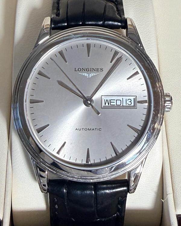 2026 Longines Flagship Day-Date 38.5MM Silver Dial Leather Strap (L4.899.4.72.2)