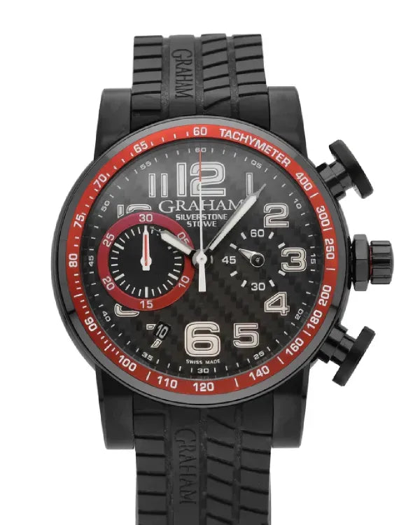 Graham Silverstone Stowe Racing 44MM Black Dial Rubber Strap (2SAAB.B01A.K07N)