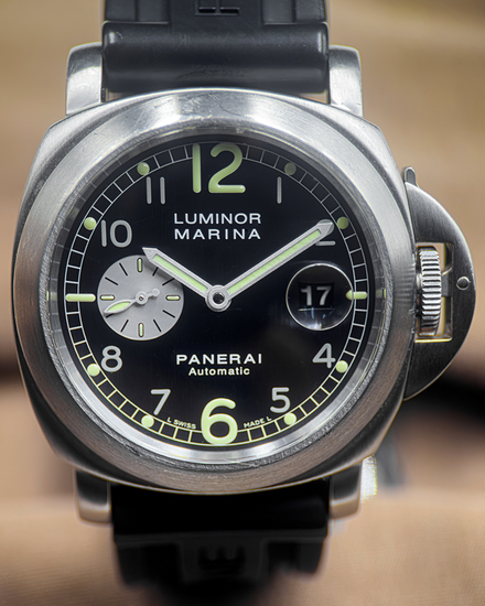 No Reserve - Panerai Luminor Marina 44MM Black Dial Rubber Strap (PAM00086)