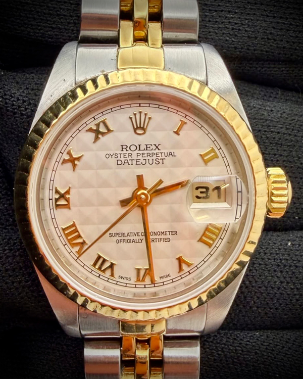 No Reserve - 1990 Rolex Lady-Datejust 26MM Ivory "Pyramid" Dial Two-Tone Bracelet (69173)