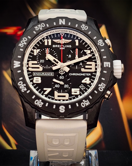 No Reserve - 2023 Breitling Endurance Pro 44MM Quartz Black Dial Rubber Strap (X82310)