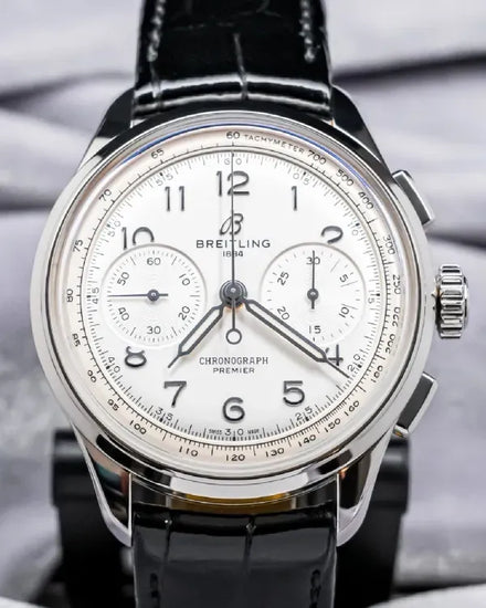 Breitling Premier B09 Chronograph 40MM Silver Dial Leather Strap (AB0930)
