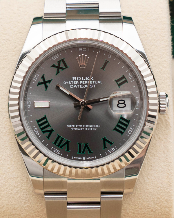 2022 Reverse-Rolex Datejust 41mm Wimbledon Dial Fluted Bezel Oyster Bracelet 126334
