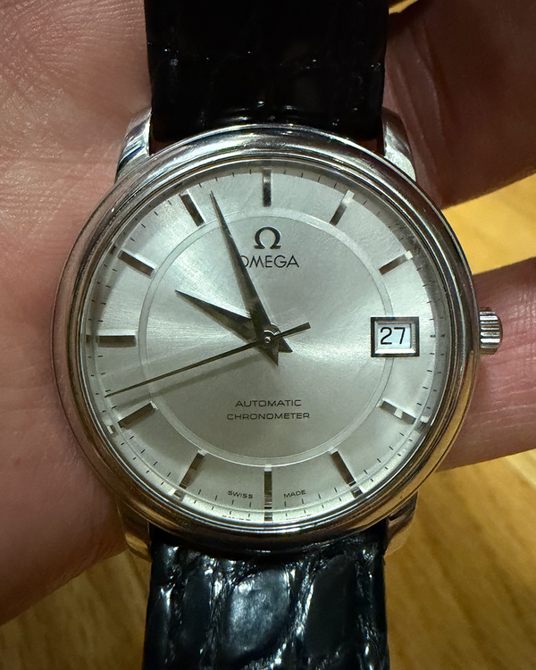 Omega De Ville 34.7MM Silver Dial Aftermarket Leather Strap (4800.31.01)