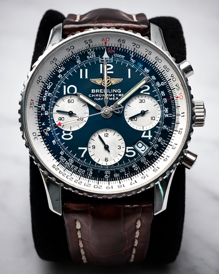 Breitling Navitimer Chronograph 41.8MM Blue Dial Leather Strap (A2332212/B635)