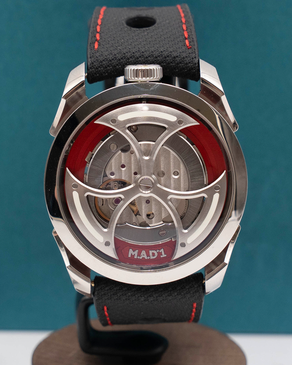MB&F MAD Edition 1 Red 42MM Skeleton Dial Leather Strap (M.A.D. 1)