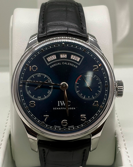 2016 IWC Schaffhausen Portugieser Annual Calendar 44MM Blue Dial Leather Strap (IW503502)