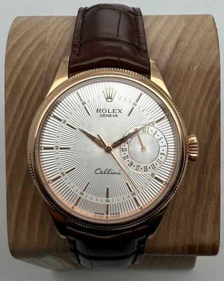 2015 Rolex Cellini 39MM Silver Dial Leather Strap (50515)