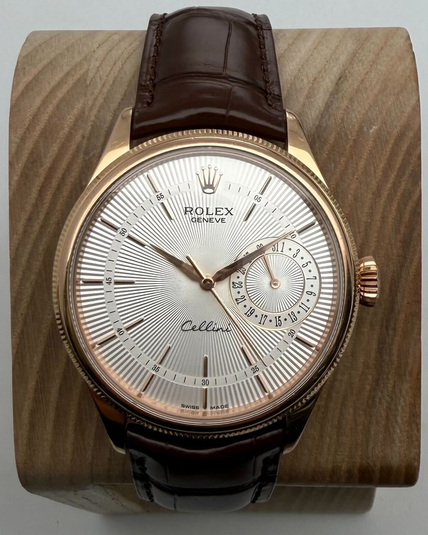 2015 Rolex Cellini 39MM Silver Dial Leather Strap (50515)