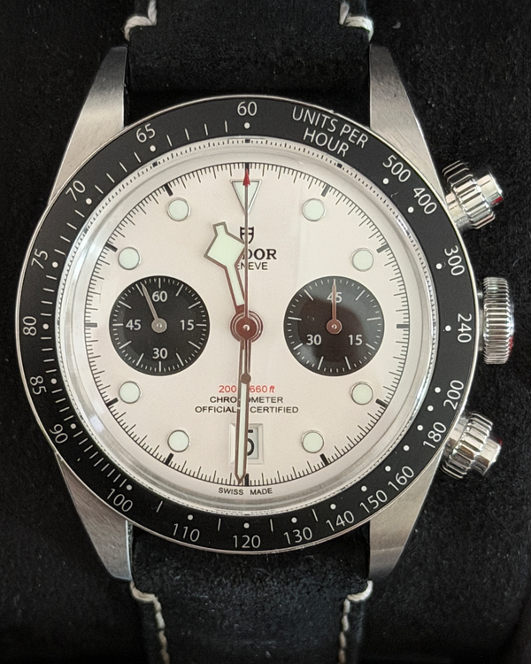 No Reserve - 2023 Tudor Black Bay Chrono "Panda" 41MM White Dial Leather Strap (79360N)