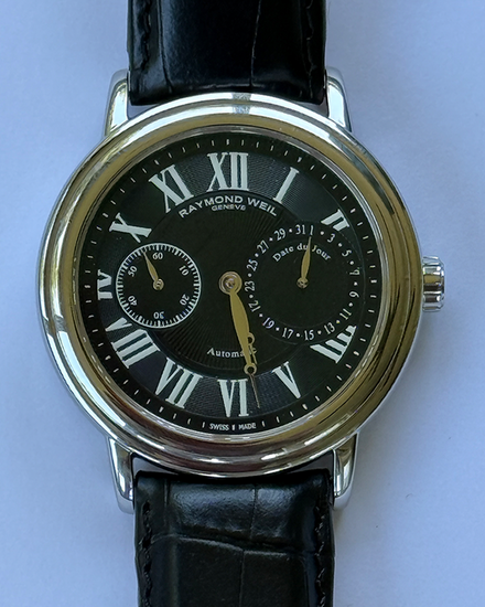 2015 Raymond Weil Maestro 41MM Black Dial Leather Strap (2846-STC-00209)