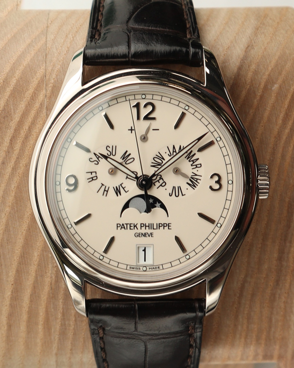 2015 Patek Philippe Annual Calendar 39MM White Dial Leather Strap (5146G-001)