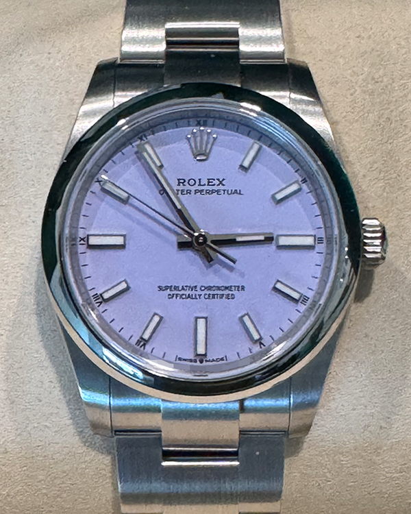 2025 Rolex Oyster Perpetual 34MM Lavender Dial Oyster Bracelet (124200)