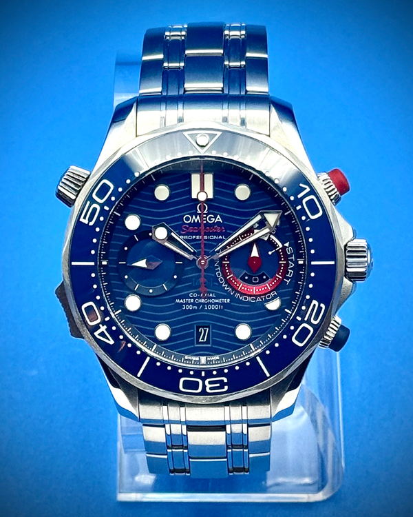 2024 Omega Seamaster Diver 300M "36th America's Cup" 44MM Blue Dial Steel Bracelet (210.30.44.51.03.002)