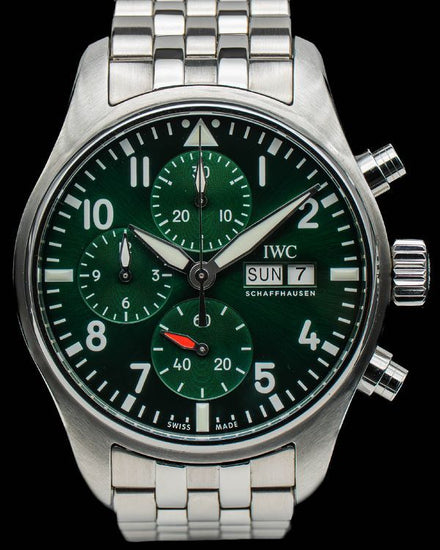 2022 IWC Schaffhausen Pilot Chronograph 41MM Green Dial Steel Bracelet (IW388104)