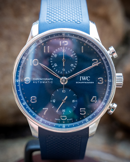 2020 IWC Schaffhausen Portugieser Chronograph 41MM Blue Dial Rubber Strap (IW371606)