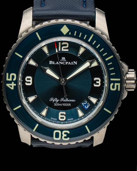 2023 Blancpain Fifty Fathoms 45MM Blue Dial Leather Strap (5015-12B40-O52A)