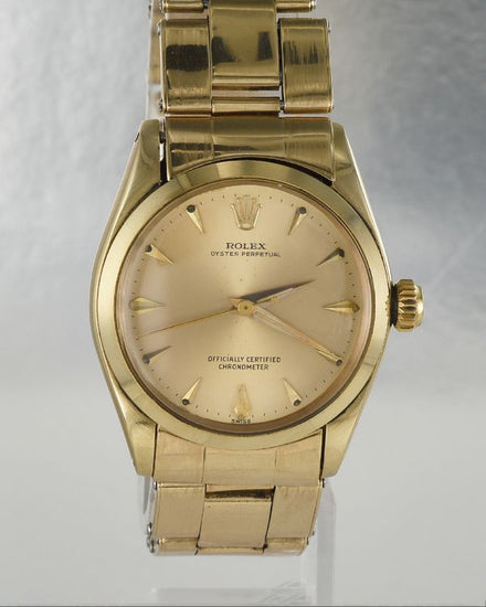 Rolex Oyster Perpetual 31MM Champagne Dial Yellow Gold Oyster Bracelet (6548)