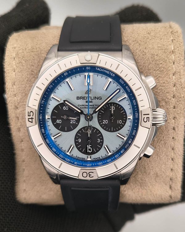 2024 Breitling Chronomat B01 42MM Ice Blue Dial Rubber Strap (PB0134101C1S1)