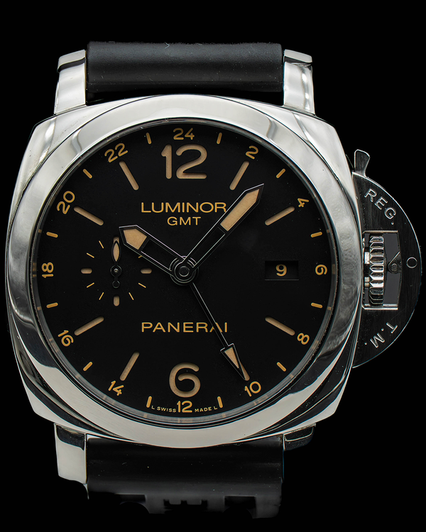 2014 Panerai Luminor Marina 1950 3 Days GMT 44MM Black Dial Rubber Strap (PAM00531)
