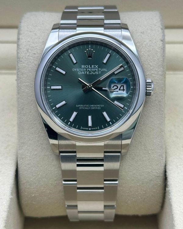 2025 - Reserve Rolex Datejust 36mm Green Dial Steel Bracelet (126200)
