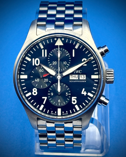 2019 IWC Schaffhausen Pilot Chronograph "Le Petit Prince" 43MM Blue Dial Steel Bracelet (IW377717)
