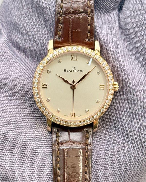 Blancpain Villeret 29MM Silver Dial Leather Strap (6104-4654-55A)