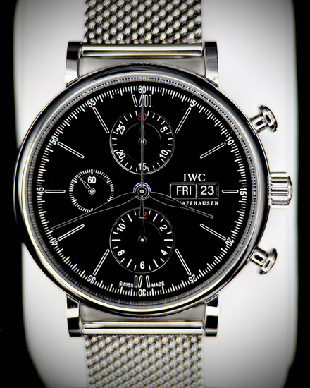 2017 IWC Schaffhausen Portofino Chronograph 42MM Black Dial Steel Bracelet (IW391010)