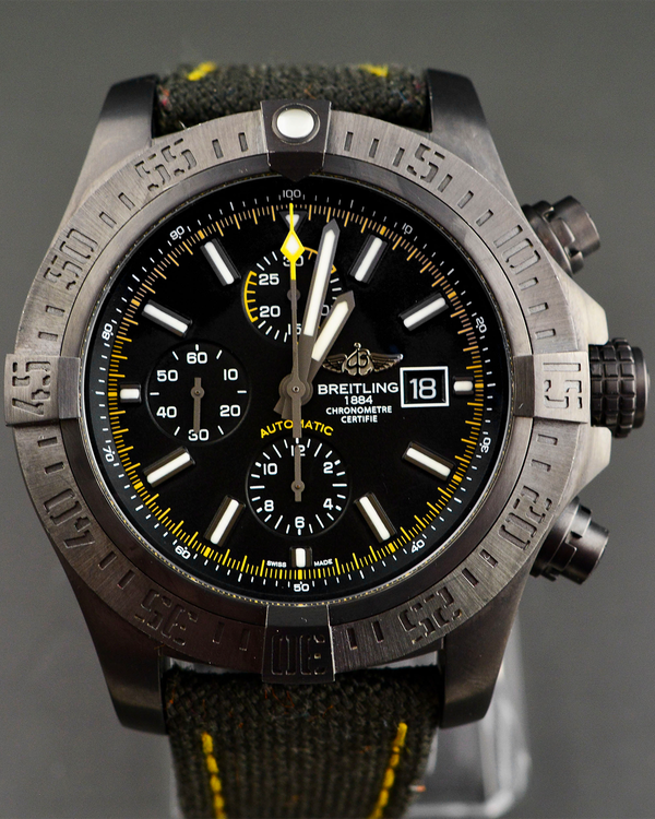 2016 Breitling Super Avenger II "Blacksteel" L.E. 48MM Black Dial Textile Strap (M13371)