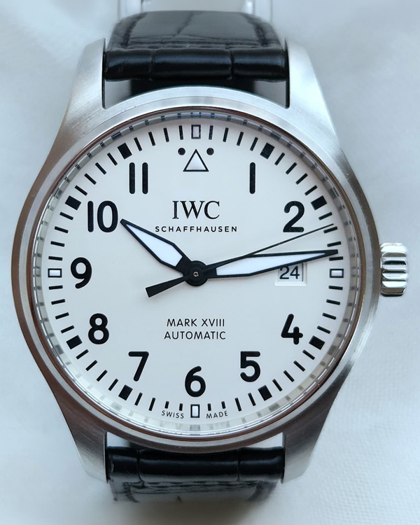 2019 IWC Schaffhausen Pilot Mark XVIII 40MM White Dial Leather Strap (IW327002)
