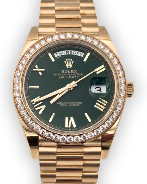 2023 Rolex Day-Date 40MM Green Dial Yellow Gold President Bracelet (228348RBR)