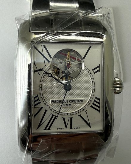 2024 Frederique Constant Classics Carrée Heart Beat 33.3MM Silver Dial Steel Bracelet (FC-310MC4S36B)