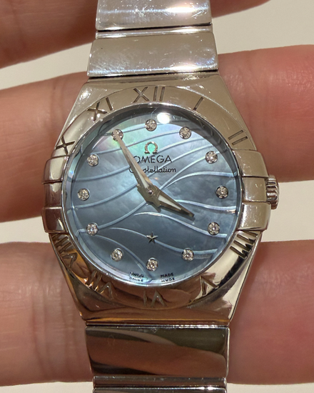 2015 Omega Constellation 24MM Quartz Mother of Pearl Dial Steel Bracelet (123.10.24.60.57.001)