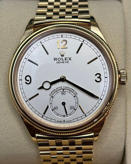 2026 Rolex 1908 39MM White Dial Yellow Gold Settimo Bracelet (52508)