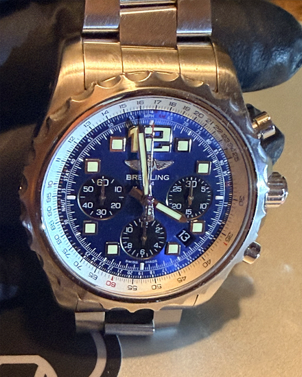 2014 Breitling Chronospace 46MM Blue Dial Steel Bracelet (A23360)