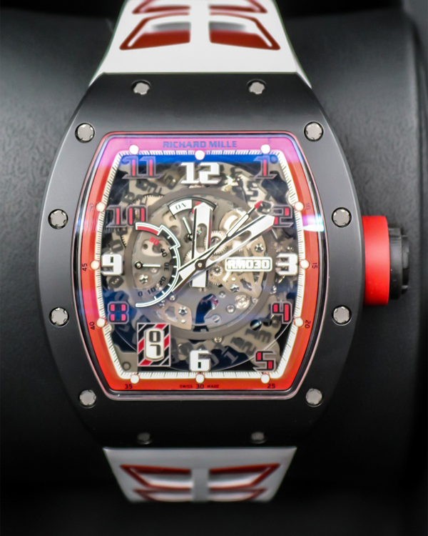 2017 Richard Mille RM 030 CA-TZP Americas "Black Dash" L.E. 42.7MM Skeleton Dial Aftermarket Rubber Strap (RM 030)
