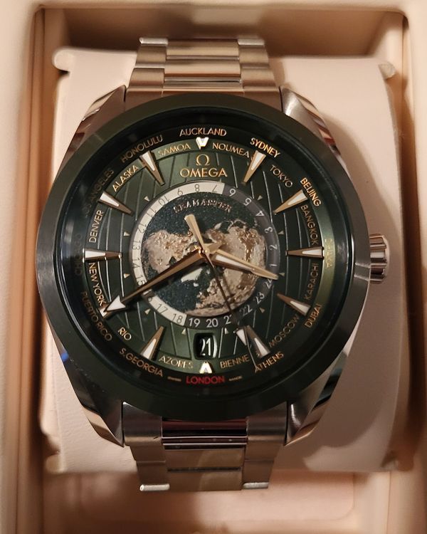 2025 Omega Seamaster Aqua Terra Worldtimer 43MM Green Dial Steel Bracelet (220.30.43.22.10.001)