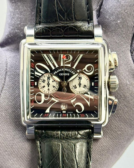 Franck Muller Conquistador 54MM Black Dial Leather Strap (10000 H CC)