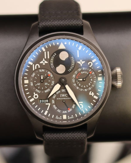 2013 IWC Schaffhausen Pilot "Top Gun" Perpetual Calendar 48MM Black Dial Textile Strap (IW502902)