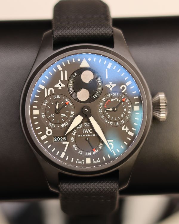 2013 IWC Schaffhausen Pilot "Top Gun" Perpetual Calendar 48MM Black Dial Textile Strap (IW502902)