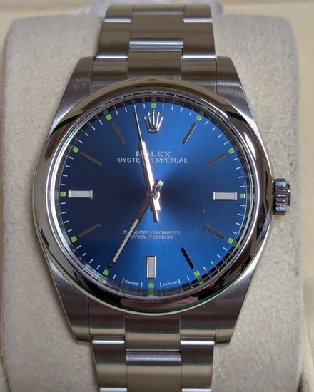 2014 Rolex Oyster Perpetual 39MM Blue Dial Oyster Bracelet (114300)
