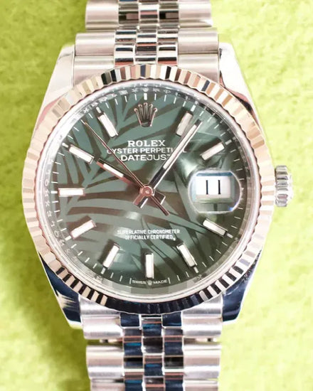 2021 Rolex Datejust 36MM Green "Palm Motif" Dial Jubilee Bracelet (126234)