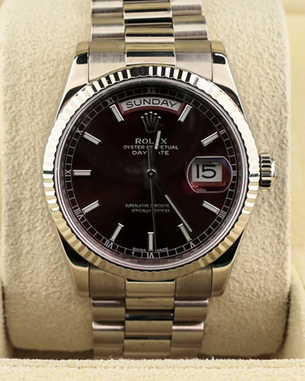 2015 Rolex Day-Date 36MM Red "Cherry" Dial White Gold President Bracelet (118239)