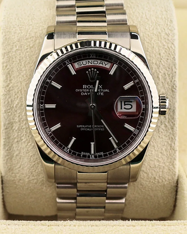 2015 Rolex Day-Date 36MM Red "Cherry" Dial White Gold President Bracelet (118239)