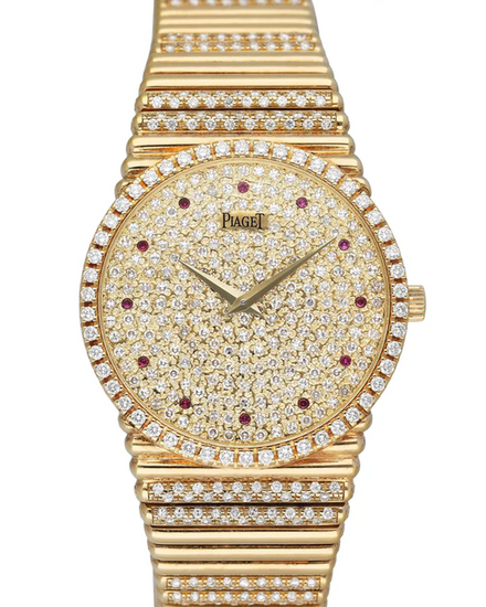 Piaget Vintage 32MM Diamond Dial Yellow Gold Bracelet (9066)