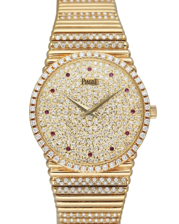 Piaget Vintage 32MM Diamond Dial Yellow Gold Bracelet (9066)