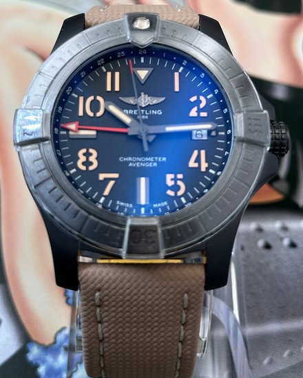 2022 Breitling Avenger GMT Night Mission 45MM Black Dial Leather Strap (V32395101B1X1)