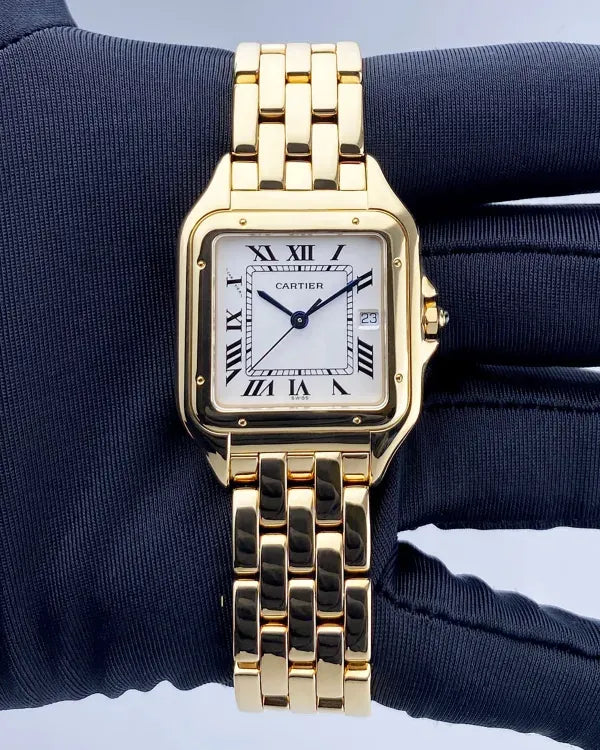 Cartier Panthère De Cartier 29MM Quartz Off-White Dial Yellow Gold Bracelet (W25014B9)