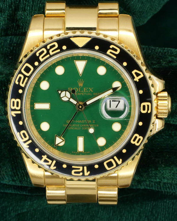 Rolex GMT-Master II 40MM Green Dial Yellow Gold Oyster Bracelet (116718LN)