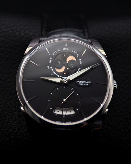 Parmigiani Fleurier Tonda 1950 Lune 39.1MM Black Dial Leather Strap (PFC284-0001400-XA1442)